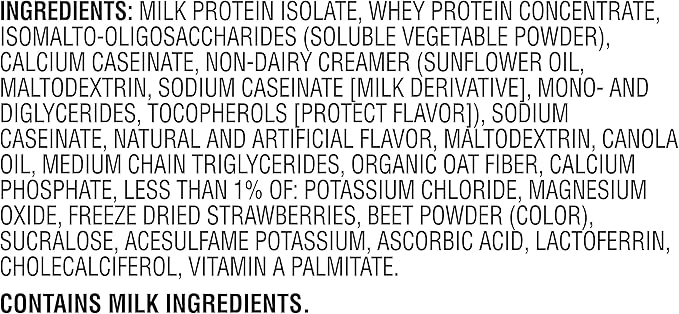 Muscle Milk Genuine Protein Powder, Strawberries 1.93 Pounds, 12 Servings, 32g Protein, 3g Sugar,