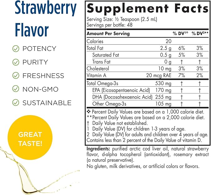 Nordic Naturals Pro DHA Junior, Strawberry 4 oz 530 mg Omega-3s with 48 Servings