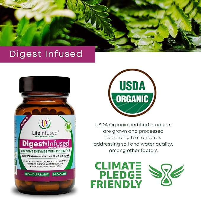Life Infused - Premium Digestive Enzyme 21 Plant-Based 72 Key 90 Caps