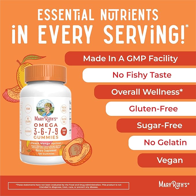 Vegan Omega 3 6 7 9 4 Month 3 Supplement 3 Gummies 120 Count