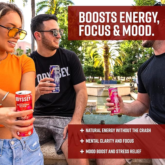 Odyssey Elixir Sparkling Adaptogen Drink, Low 12 Fl 12 Pack