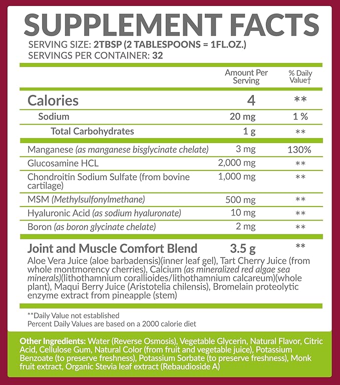 Liquid Glucosamine Chondroitin MSM Pharmaceutical Grade 32 fl
