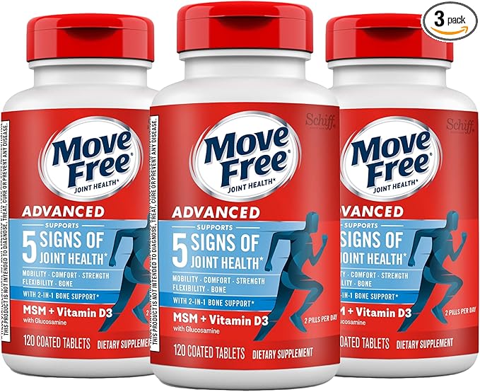 Move Free Advanced Glucosamine Chondroitin MSM D3 Joint 3x120ct Bottles (120 servings)*