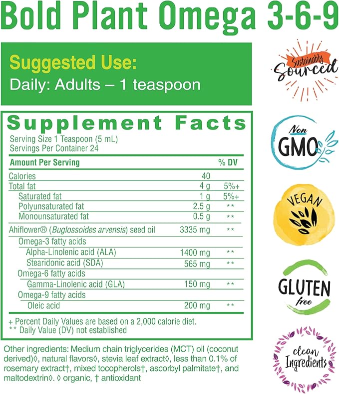 Plant Omega 3-6-9, with Ahiflower Oil, 3, Complete 4 oz