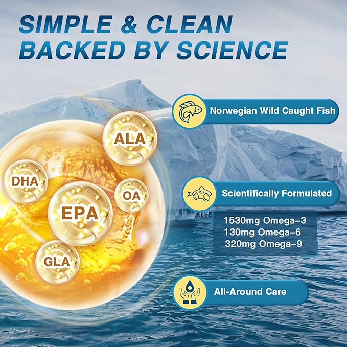 Triple Omega 3 6 9, Fish 2400mg Softgels D3 &