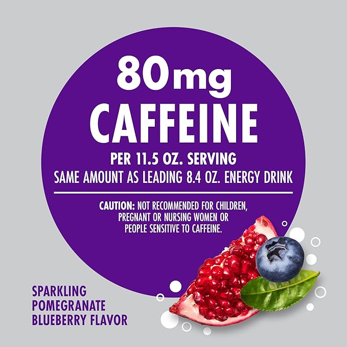 V8 +Energy Sparkling Pomegranate Blueberry Juice Energy Drink, 11.5 fl oz Can (12 Pack)