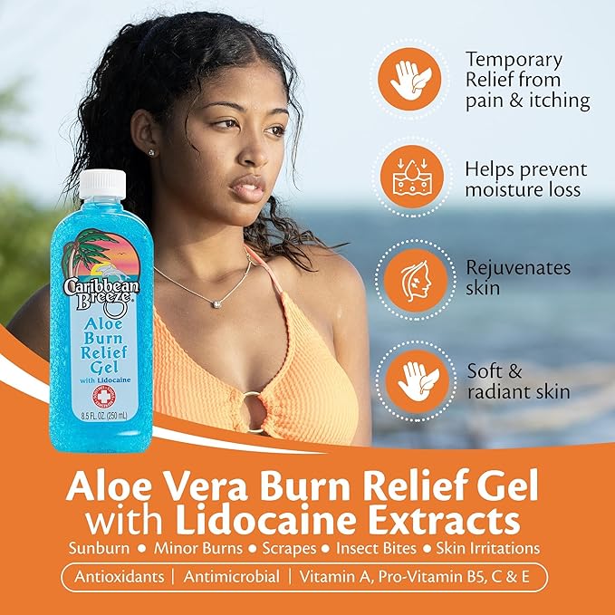 Caribbean Breeze Aloe Burn Relief, Vitamin 100% Aloe 8.5 oz (250 ml)