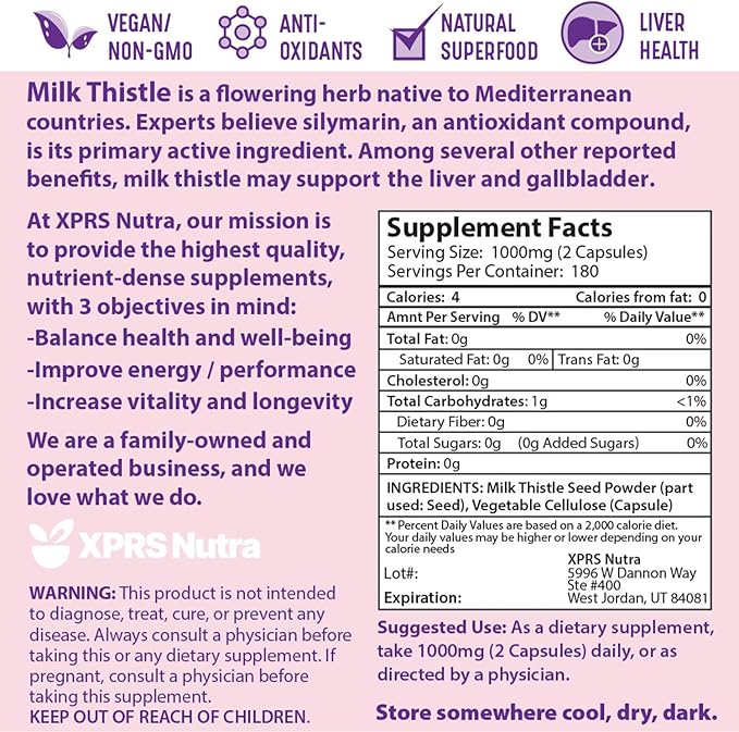 Milk Thistle Seed Capsules 360 Count (6 Month