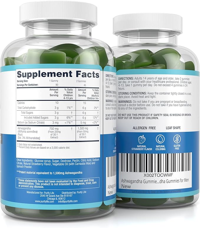 Ashwagandha Gummies (Max Strength 750mg/Gummy) (90ct (90ct - 3 Month