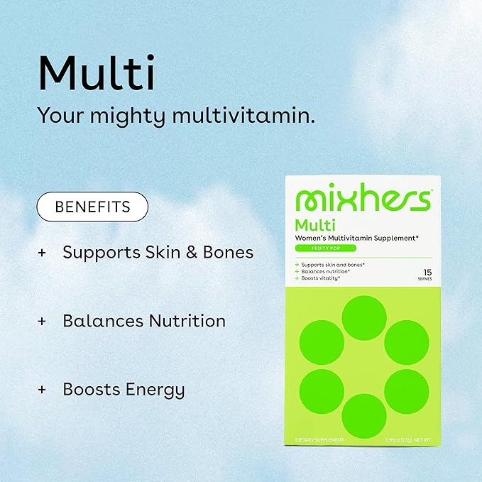 Multi - Daily Multivitamin Drink Mix - For Immune Health, Energy, Nutrition, Skin & Bones - With Vitamin B12, Folate & More - 15 Packets - Fruity Pop Flavor