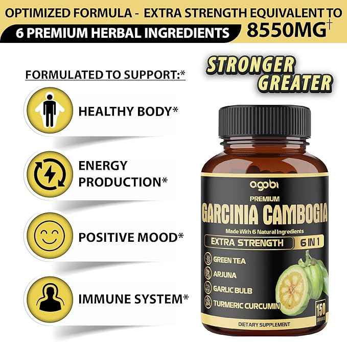 Premium Garcinia Cambogia 20:1 Extract Capsules 8550 mg 1 Pack 150 Caps 5 Months