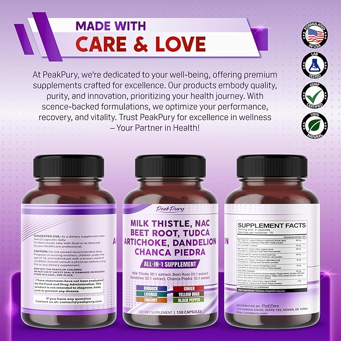 Milk Thistle 12000mg NAC Beet Root 4000mg Artichoke 2000mg Dandelion 1500mg -