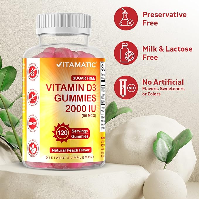 Vitamatic Sugar Free Vitamin D3 2000 IU 120 Pectin 120 Servings