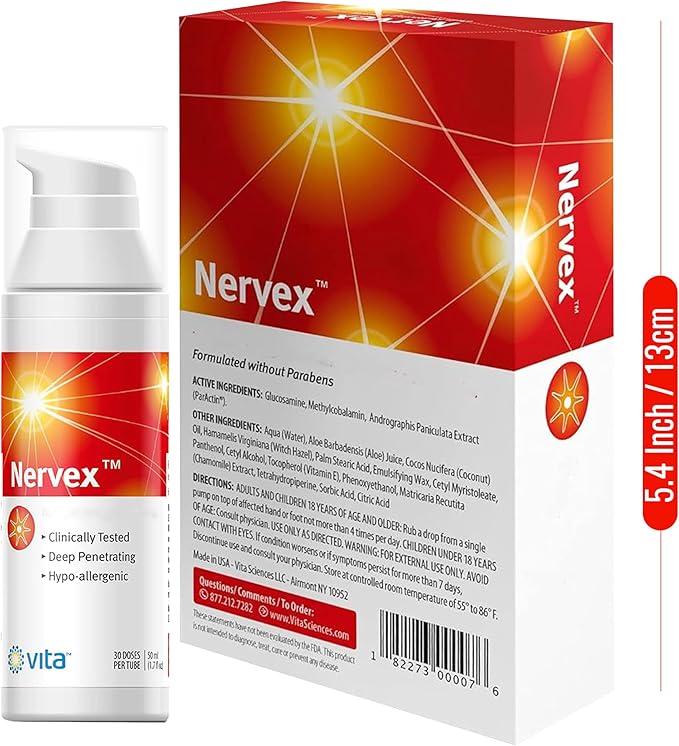 Vita Sciences Nervex Maximum Neuropathy Support, Scientifically Developed for Effective Natural Fast Cream for Feet, Hands, Legs, Toes