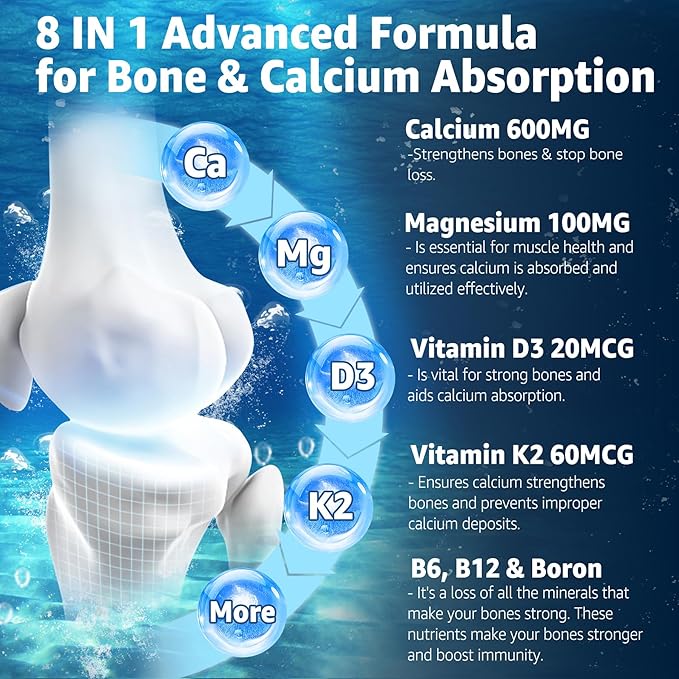 Calcium Gummies 600mg - Calcium Supplement for Women, Ocean Algae Calcium | Vitamin D3, K2, Magnesium | for Bone Strength, Muscle & Immnue | Sustainably Sourced Algae Calcium, 70+ Mineral, 1PACK