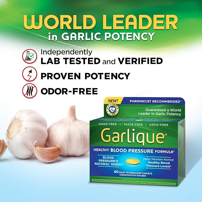 Garlique Garlic Extract Supplement, Healthy Blood 60 Caplets