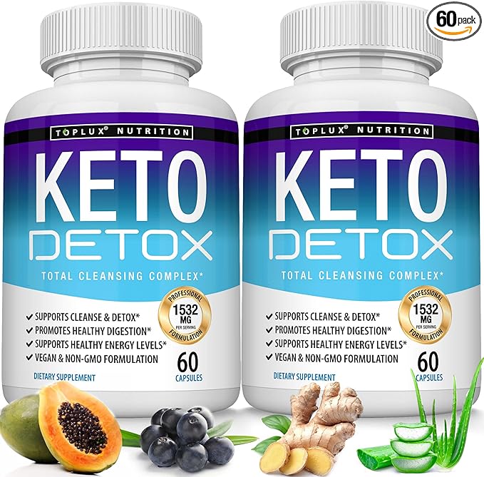 Toplux Keto Detox Pills Advanced Cleansing Extract – 1532 Mg Natural Acai Colon Cleanser Formula, Flush Toxins & Excess Waste, for Men Women, 60 Capsules, Supplement