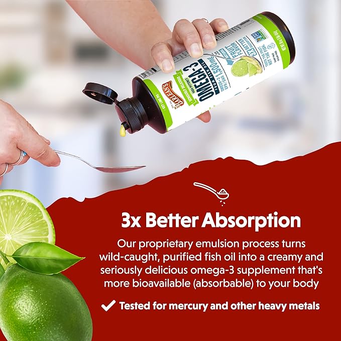 Barlean's Key Lime Pie High Potency 3 Fish 1500mg of 16 oz