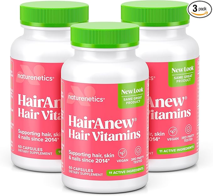 HairAnew Hair Growth Vitamins for Thicker 11 Hair 5000mcg Biotin 60 Capsules (3)