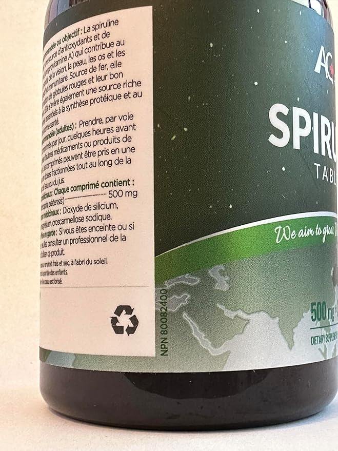 Spirulina Tablets 500mg 300 Tablets Canada