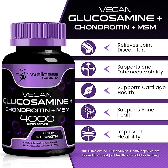 Glucosamine Chondroitin MSM Capsules, Supports Healthy 120 Count 2 Packs