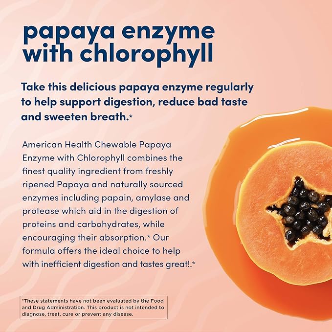American Health Papaya Enzyme with Chlorophyll 600 Count (200 Total