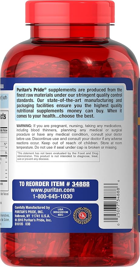 Puritan's Pride Triple Strength Omega-3 Fish 1360 Mg (950 Mg Omega-3), 240 240 Count,