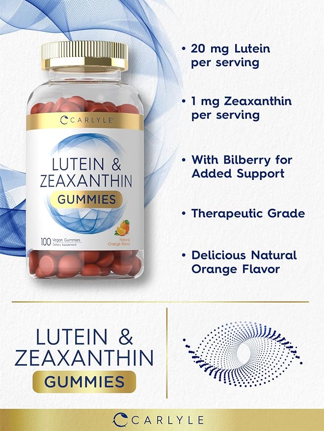 Carlyle Lutein and Zeaxanthin Gummies 20mg of 100 Orange