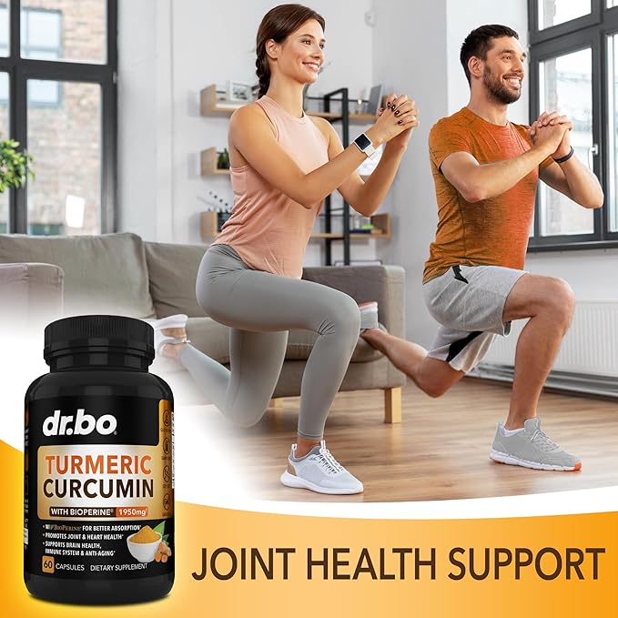 Turmeric Curcumin with BioPerine Supplement Capsules 1950mg Curcuma 60 Turmeric