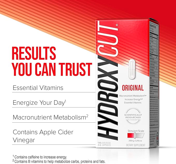 Hydroxycut Original - 72 Rapid-Release Capsules - 200 mg Caffeine - Boost Metabolism, Burn Calories, Increase Energy - for Women & Men