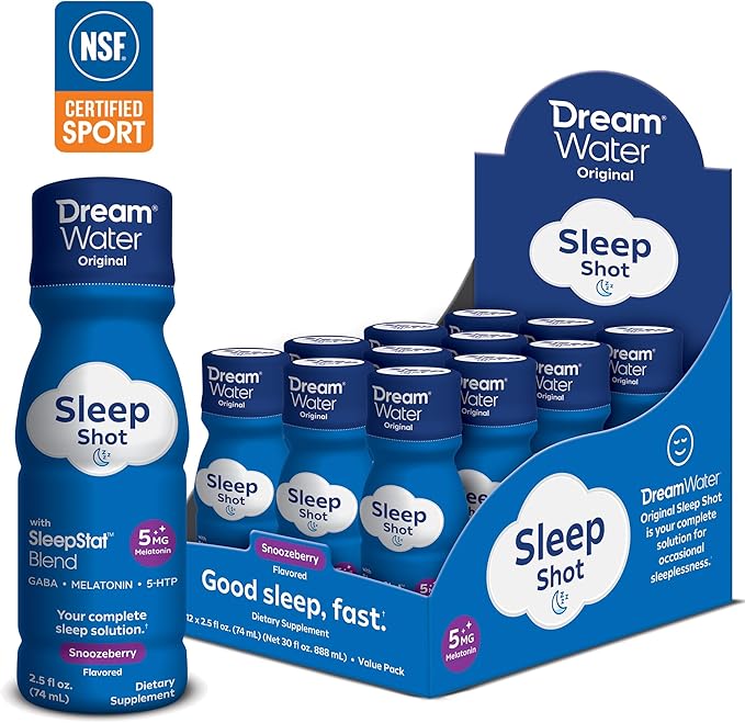 Dream Water Sleep Aid Supplement Drink; 5mg, GABA, 5-HTP; Zero 2.5 oz 12-Count