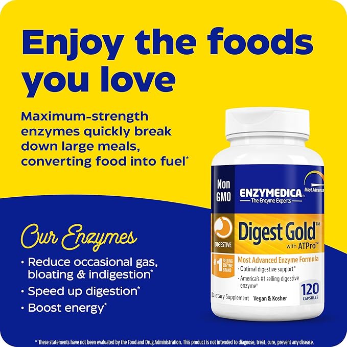Enzymedica Digest Gold + ATPro, Maximum 14 Key 120 Capsules