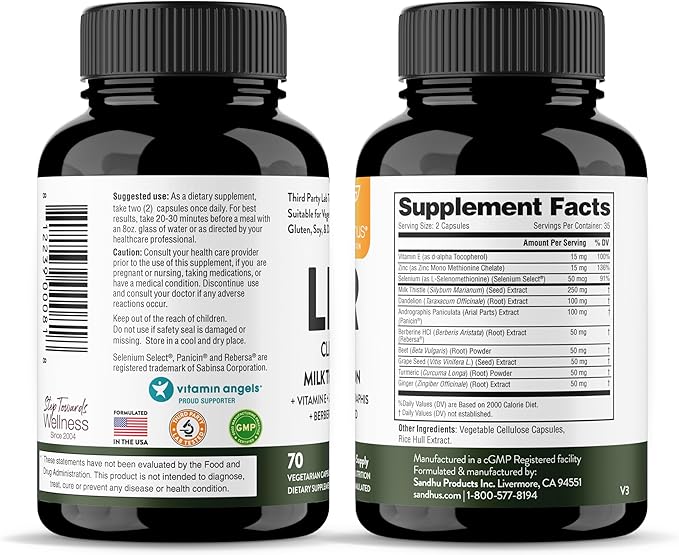 Sandhu's Liver Renew Cleanse Detox, Repair & Support |70 Capsules (Pack of 2)| 2 Months+ Supply| Herbal Supplement for Liver Health| Milk Thistle Dandelion Root with 9 Minerals