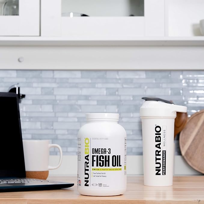 NutraBio Omega 3 Fish Oil Supplement 500 Softgels