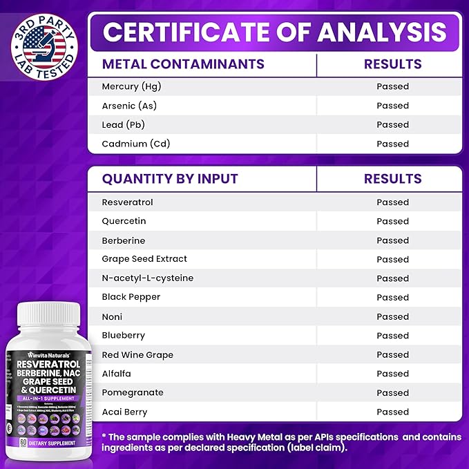 Resveratrol 6000mg Quercetin 4000mg Berberine 2000mg 3000mg -