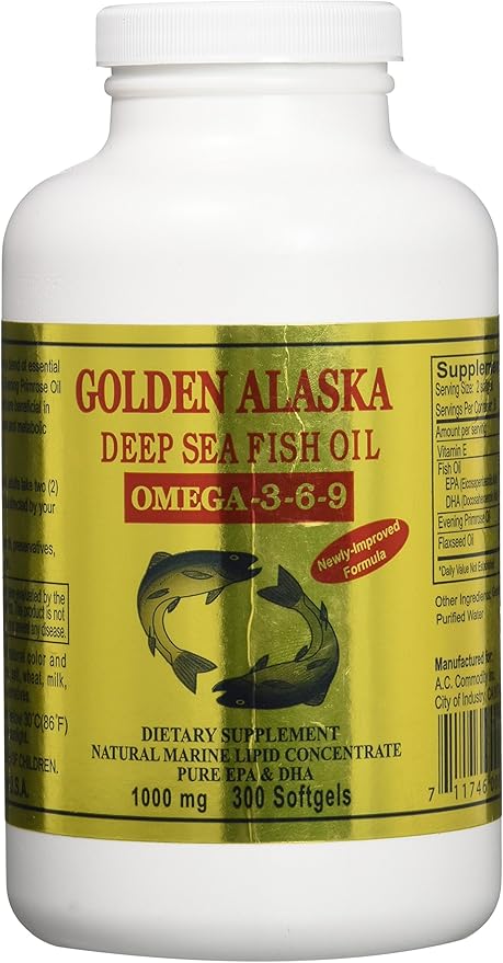Golden Alaska Deep Sea Omega-3-6-9 Fish 1000mg 300 300 Softgels