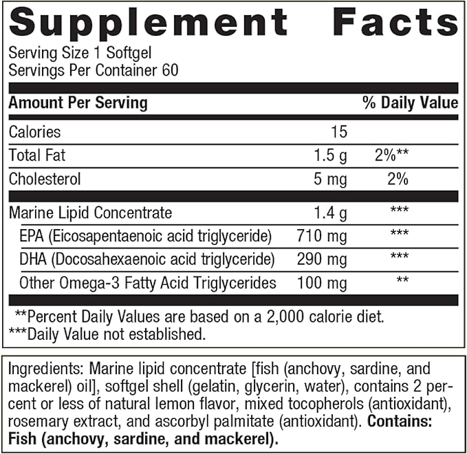 Metagenics OmegaGenics Fish Oil EPA-DHA 1000 Omega-3 Fish 60 Softgels
