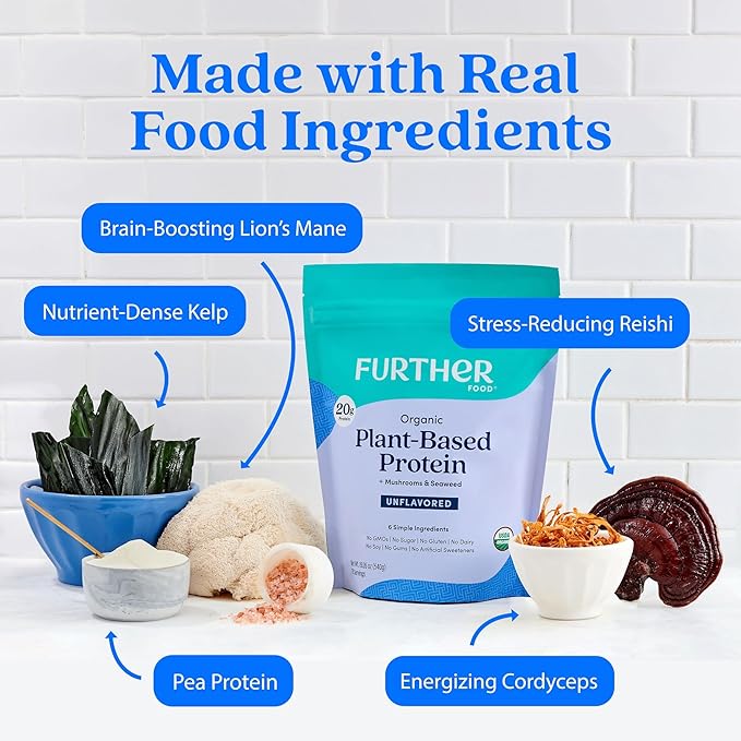 Further Food Organic Vegan Protein Powder Unflavored 20g of 19.05 Oz