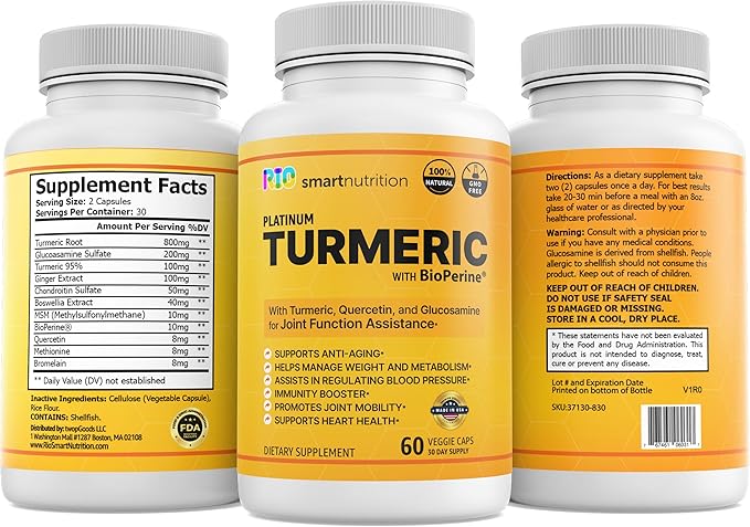 Rio Turmeric Platinum Supplement with Quercetin 60 Count