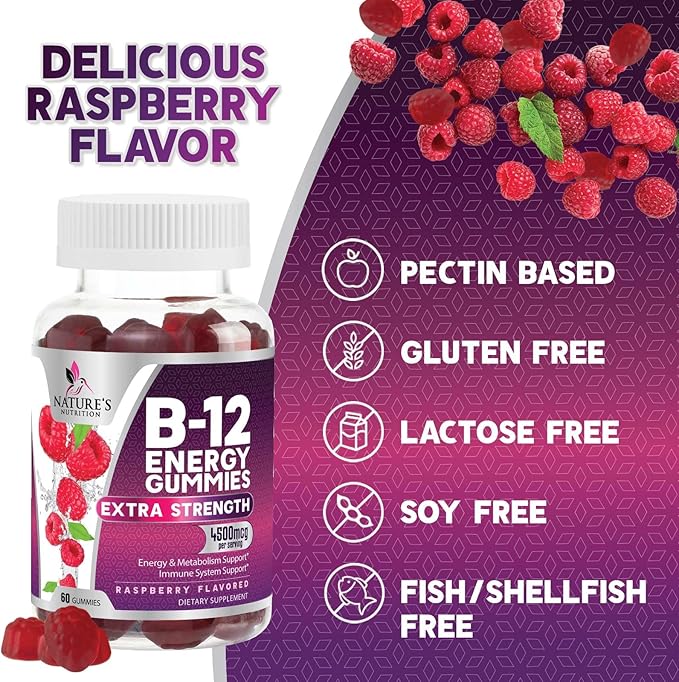 Vitamin B12 Energy Gummies 4500mcg Chewable B-12 Gummy 120 Gummies
