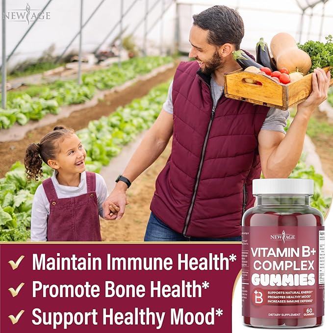NEW AGE Vitamin B Complex Gummies B3, B5, B5, B6, B6, B7, B7, B9 B9 & B12 – (120 Count 2))