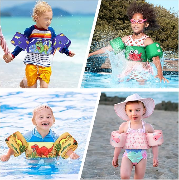 Moko Toddler Swim Vest for Kids, 20-50 lbs/22-66 lbs Clearance Swim Arm Band Cartoon Swimming Wings Pool Float Vests Sleeves Shoulder Straps Arm Floaties for Children Learn to Swim