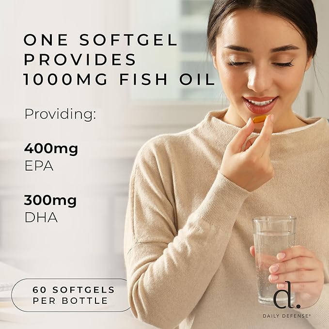 Omega 3 Fish Oil 1000mg Supplement 3 DHA 60 Enteric