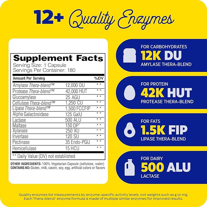 Enzymedica Digest, Full-Range, Everyday Digestive Enzymes, 180 Count