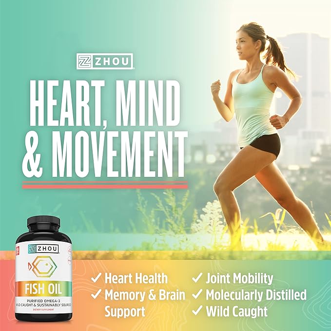 Zhou Nutrition Fish Oil, Max Strength 3 Fish 1250 mg 120 Servings