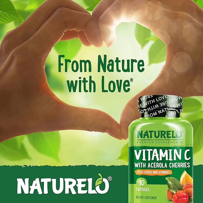 NATURELO Vitamin C with Organic Acerola 500 mg 180 Capsules