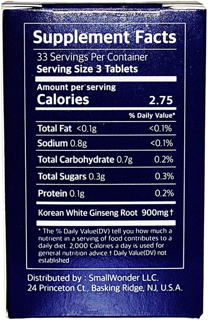 Korean White Ginseng Tablet 100% Whole