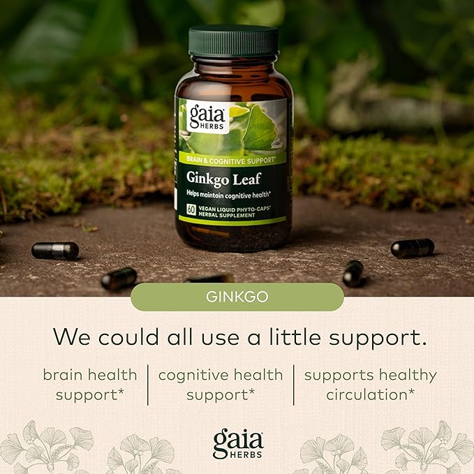 Gaia Herbs Ginkgo Leaf 60 Vegan (20-Day Supply)