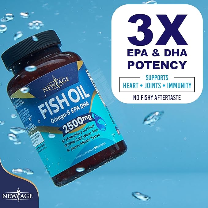 NEW AGE Omega 3 Fish Oil 2500mg Supplement (180 Softgels 2))