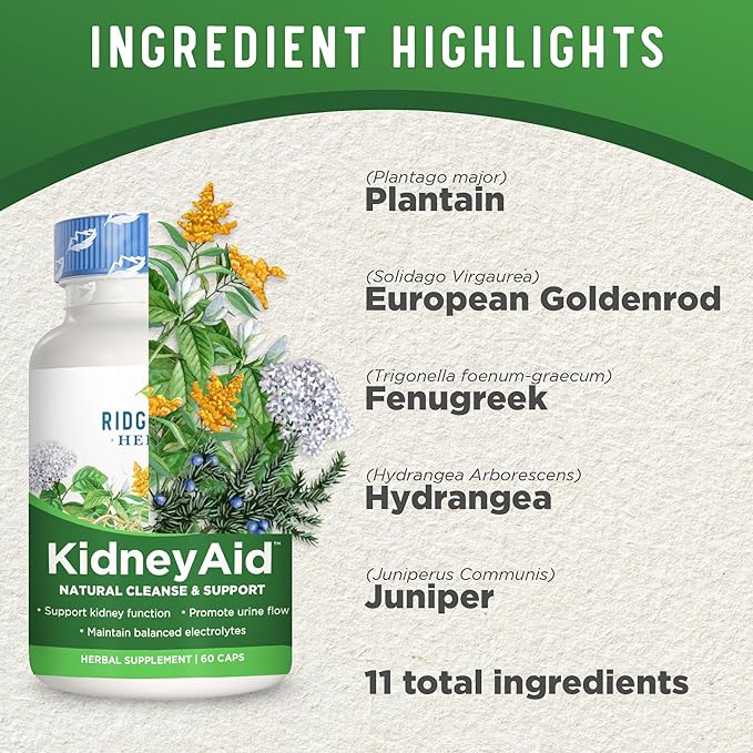 Ridgecrest KidneyAid, Herbal Cleanse and Support 60 Vegan